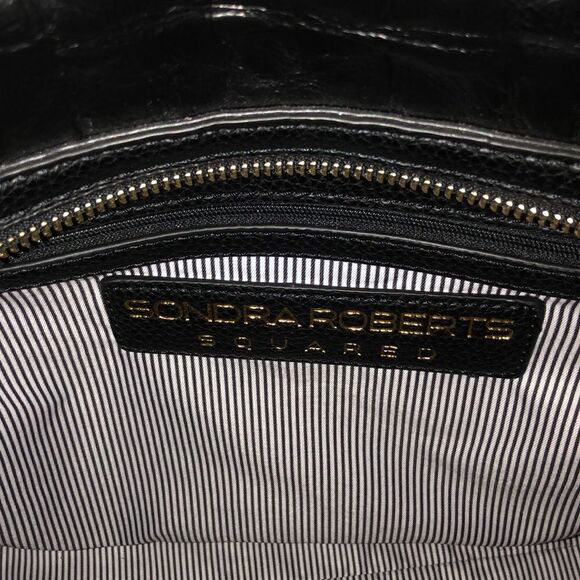 Sondra Roberts Black Pebbled Faux Leather Satchel Crossbody Strap - Picture 9 of 14